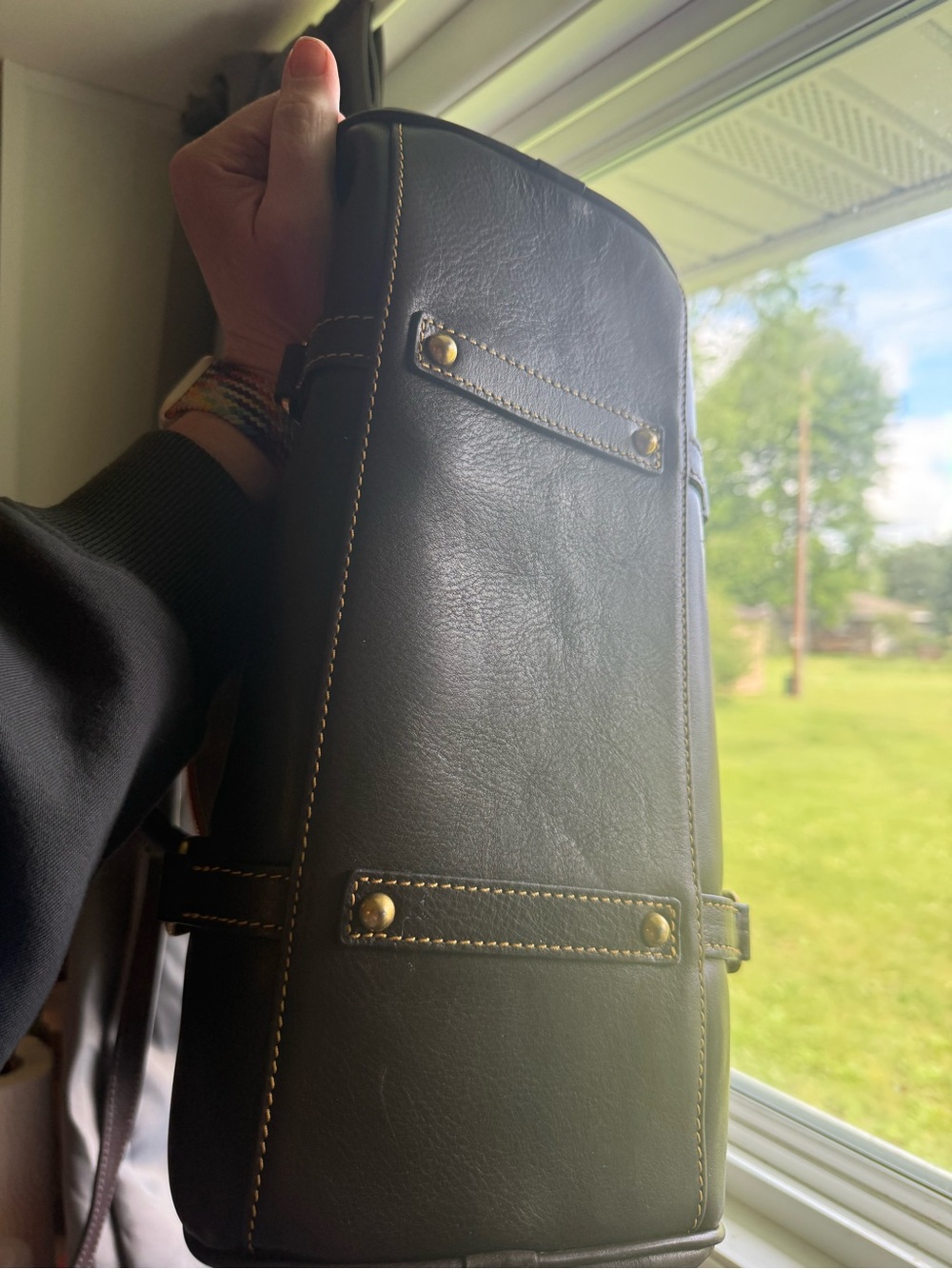 Dooney & Bourke Florentine brown Leather Satchel with Gold Hardware - Picture 6 of 6